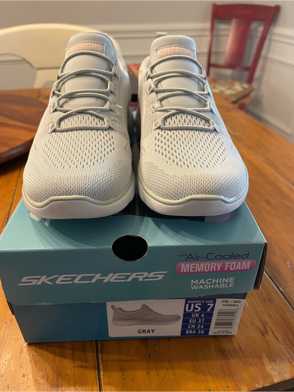 Skechers Women's Light Gray Slip-On Athletic Sneakers